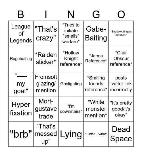 Peter Bingo Card