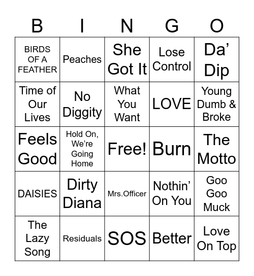 ~~~~~3~~~~~ Bingo Card