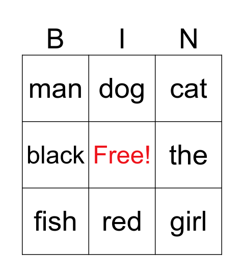Bingo 1 Bingo Card