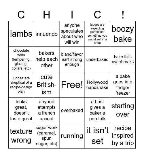 2025 Patisserie Week Bingo Card