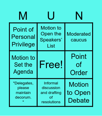 MUN Bingo Card