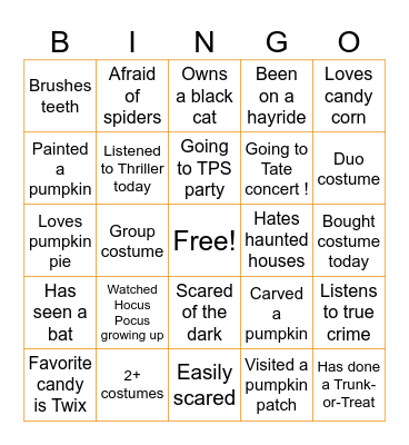 Halloween Bingo Card