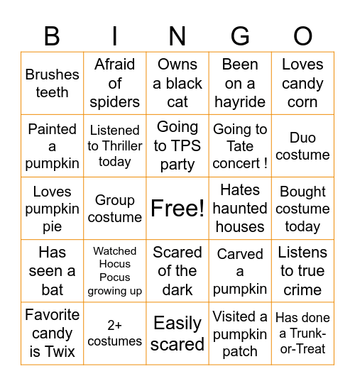 Halloween Bingo Card