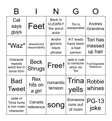 Victorious Bingo Card