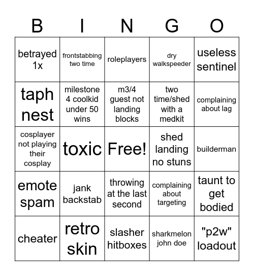 Forsaken bingo Card