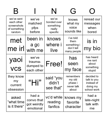 Hi Aeko Ankle Ok . Bingo Card