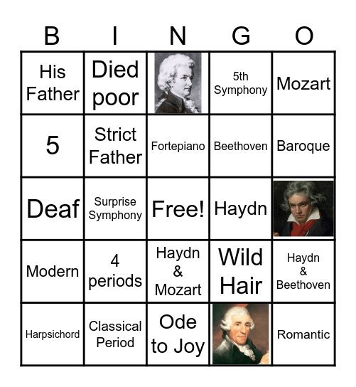 Classical Period Bingo Card