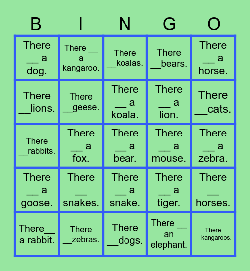 This is / There are & Animals Bingo Card