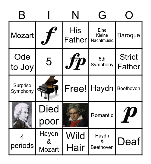 Classical Period Bingo Card