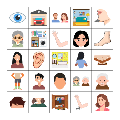 Body Parts Family Rooms Bingo Card