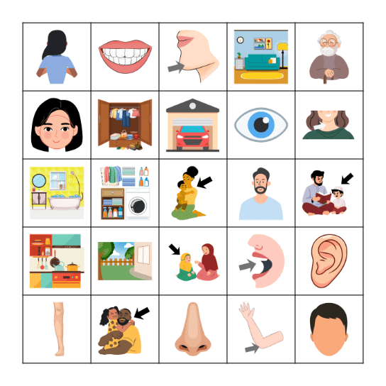Body Parts and Rooms Bingo Card