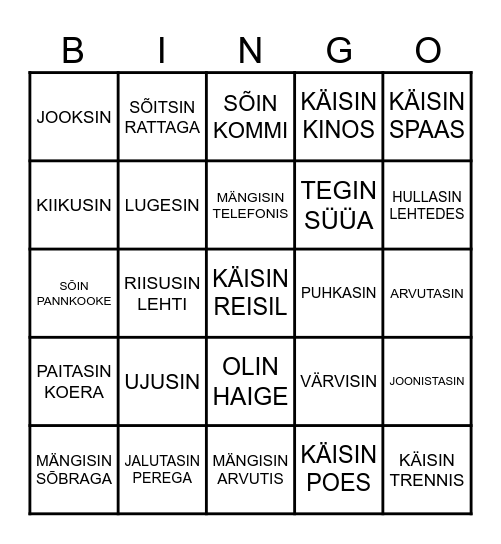 VAHEAJA BINGO Card