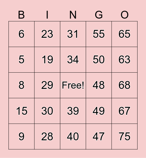 The Fun Xpress Bingo Card