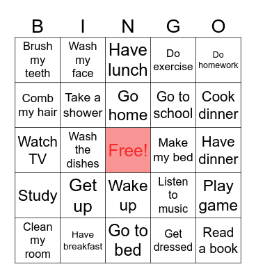 Routine Bingo 1 Bingo Card