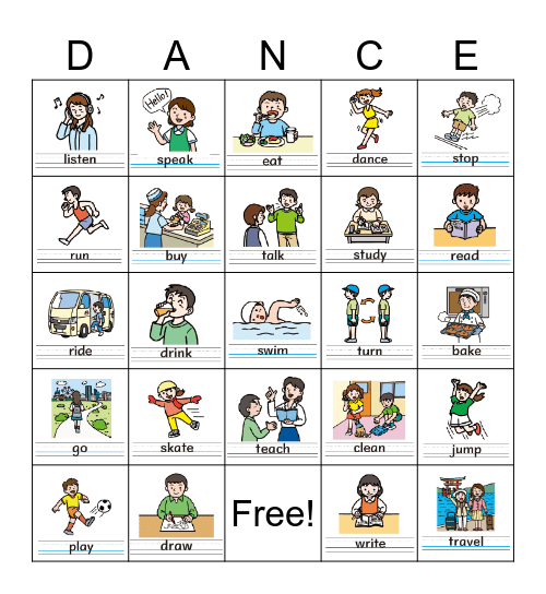 Actions Bingo Card