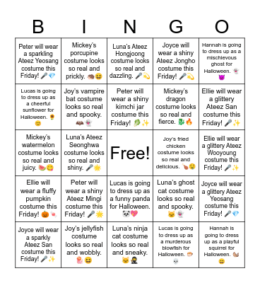 Joy’s vampire bat costume looks so real and spooky. 🦇👻 Bingo Card