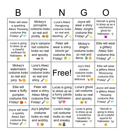 Joy’s vampire bat costume looks so real and spooky. 🦇👻 Bingo Card