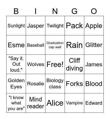 TWILIGHT BINGO Card