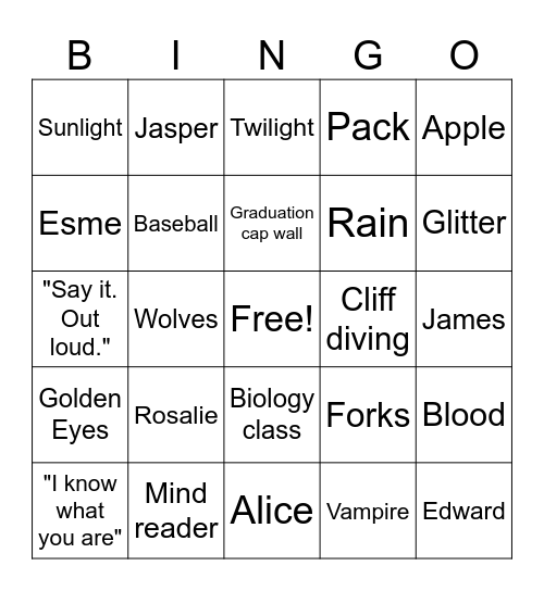 TWILIGHT BINGO Card