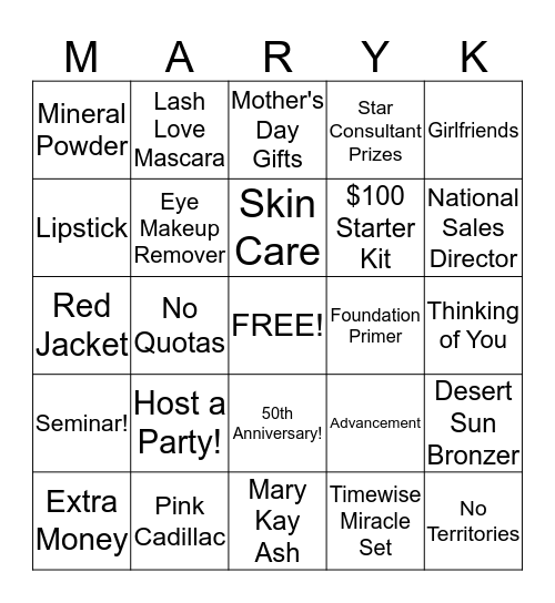 Mary Kay Bingo! Bingo Card