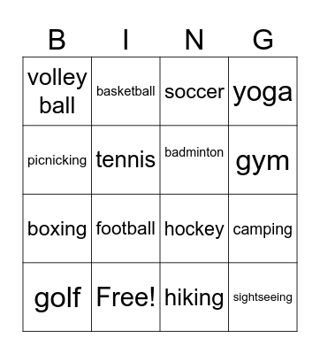 Unit 1 vocabulary Bingo Card
