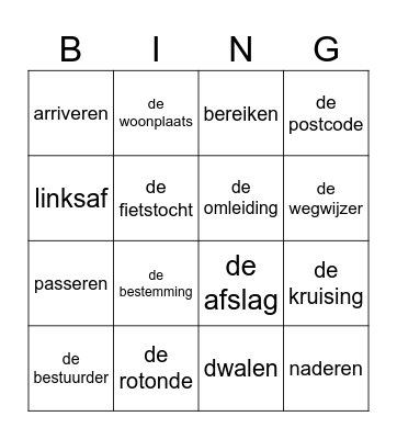 thema onderweg Bingo Card
