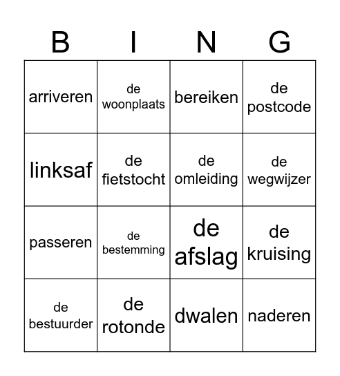 thema onderweg Bingo Card