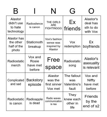Radiostatic Bingo Card