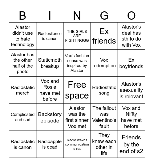 Radiostatic Bingo Card