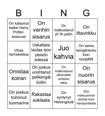 NUPA Bingo Card