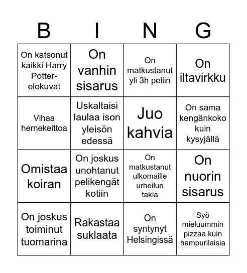 NUPA Bingo Card
