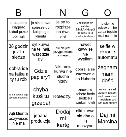 Best of Matush Bingo Card