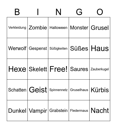 HALLOWEEN Bingo Card