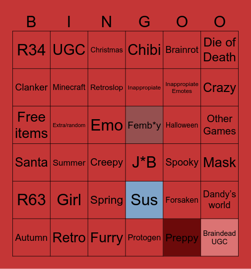CAC Items Bingo Card
