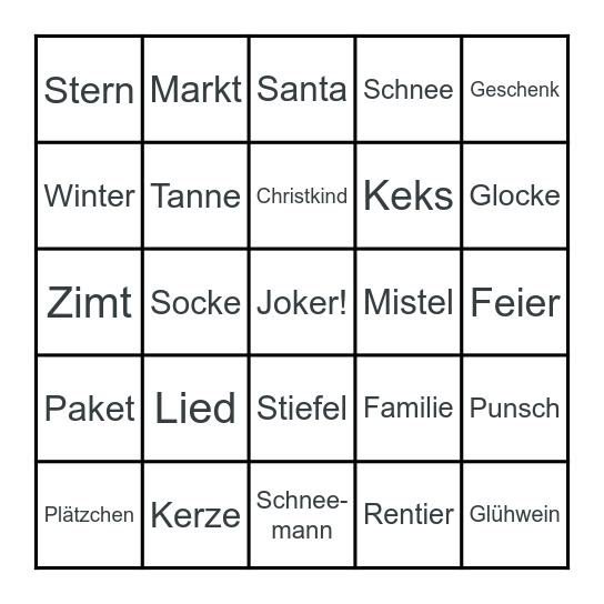 Weihnachts-Bingo Card