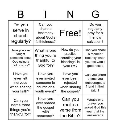 Conversation Bingo Card