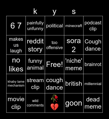 cooked fyp bingo Card