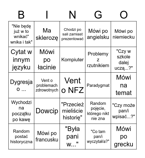 Treger Bingo Card