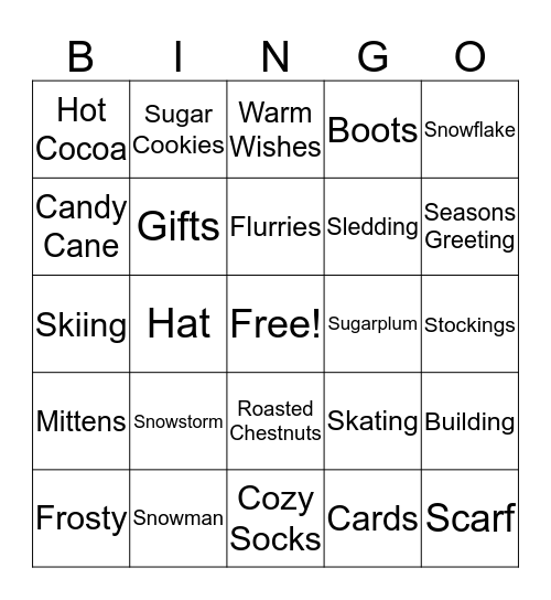 Winter Wonderland Bingo Card