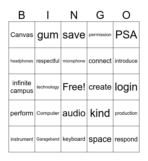 MPT Overview Bingo Card
