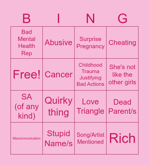Slammed Bingo Card