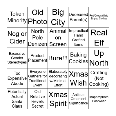 Hallmark Channel Holiday Bingo Card