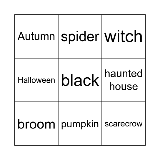 Halloween Words Bingo Card