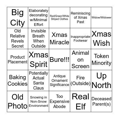 Hallmark Channel Holiday Bingo Card