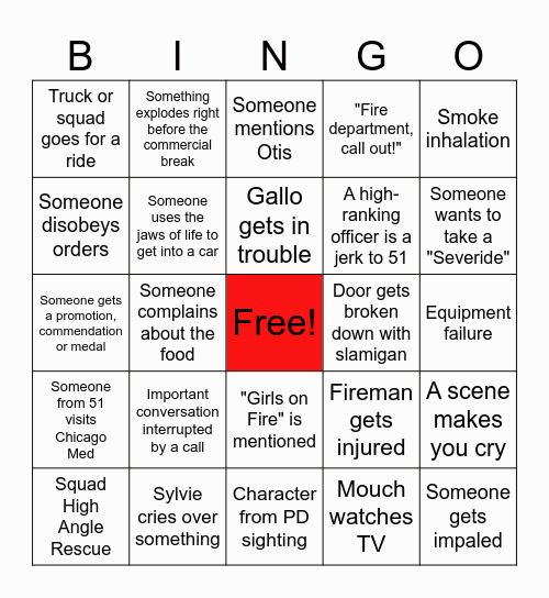 Chicago Fire Bingo Card