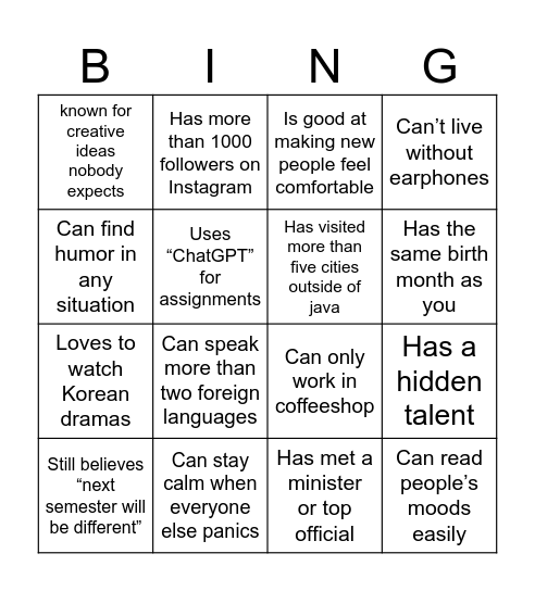DUTA KAMPUS UNEJ BINGO Card