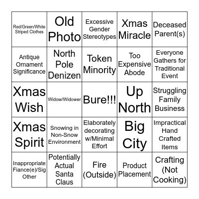 Hallmark Channel Holiday Bingo Card