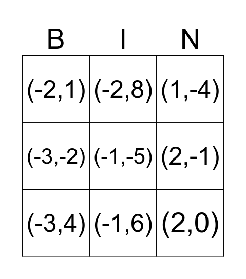 Vertex 3x3 Bingo Card