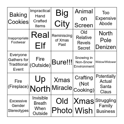 Hallmark Channel Holiday Bingo Card
