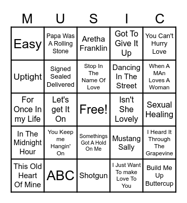 Motown Bingo Card